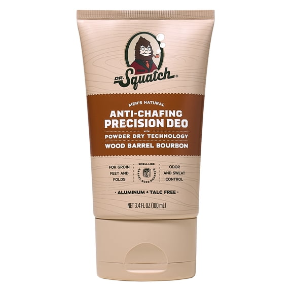 Dr. Squatch Whole Body Deodorant for Men - Odor + Sweat Control - Aluminum + Talc Free - For All Skin Types - Wood Barrel Bourbon (3.4 fl oz)