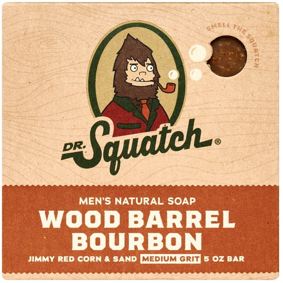 Dr. Squatch Wood Barrel Bourbon Natural Bar Soap for Men, 5 oz