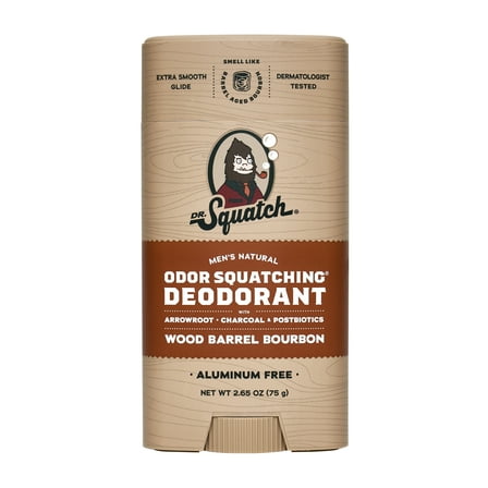 Dr. Squatch Wood Barrel Bourbon Natural Deodorant for Men, 2.65 oz