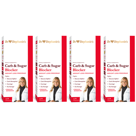 Dr. Stephanie's Carb & Sugar Blocker Supplement - Weight Management with Premium Berberine - 4 Pack