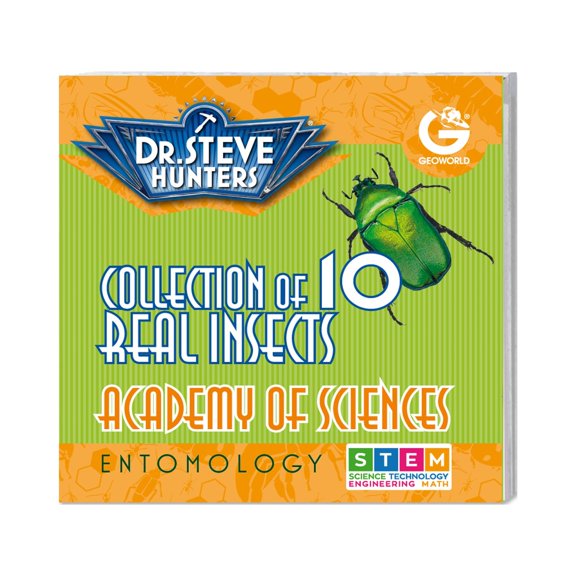 Dr. Steve Hunters Bug's World Educational STEM Learning Kit - Collection of 10 Real Insects