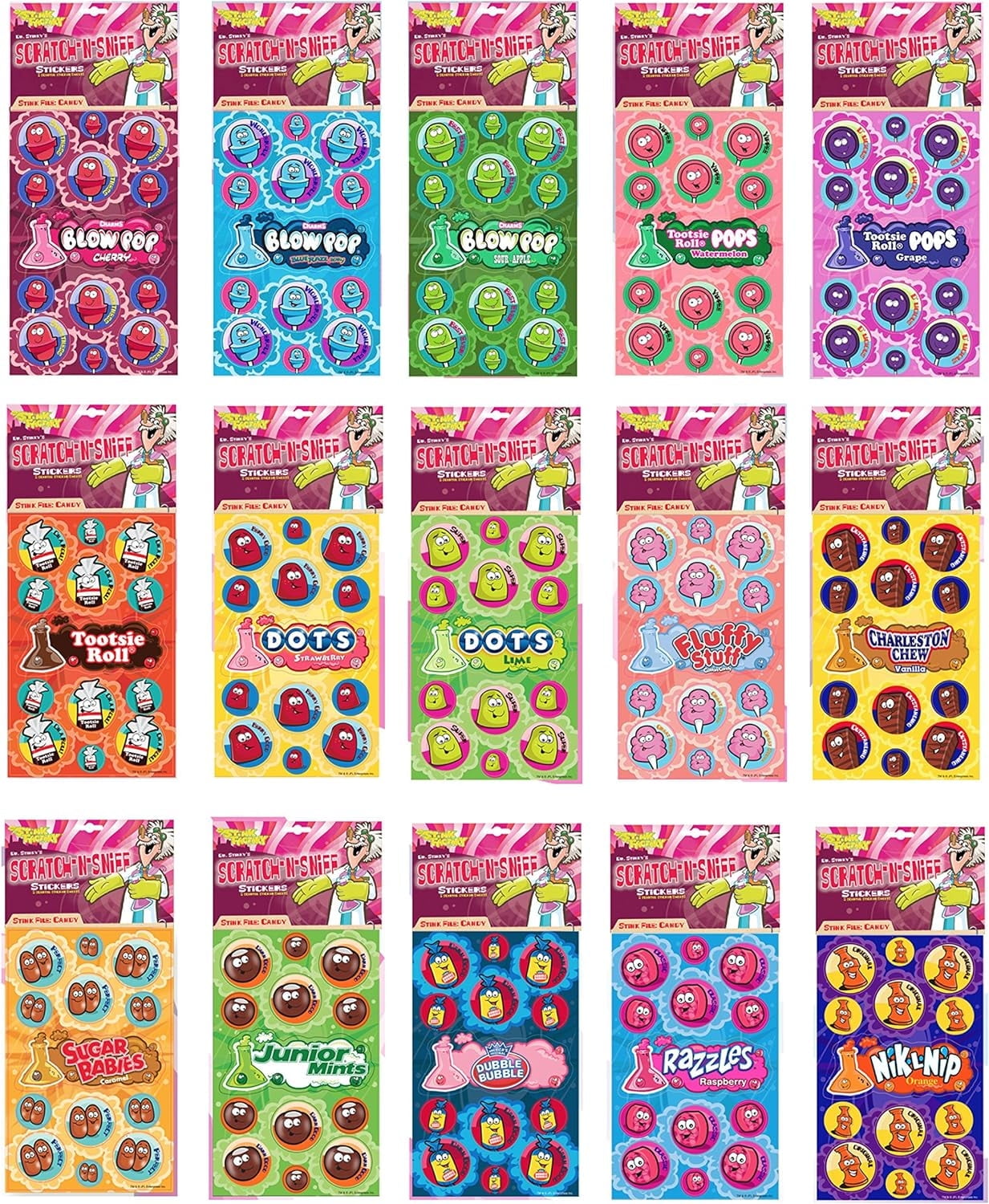 Dr. Stinky's Scratch N Sniff Stickers Favorite Candy 15-Pack- Blow Pop ...