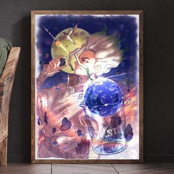Dr. Stone Anime Poster, Senku Ishigami Science Wall Art, Manga Style Print Unframed Size 24''x36'' GooGate