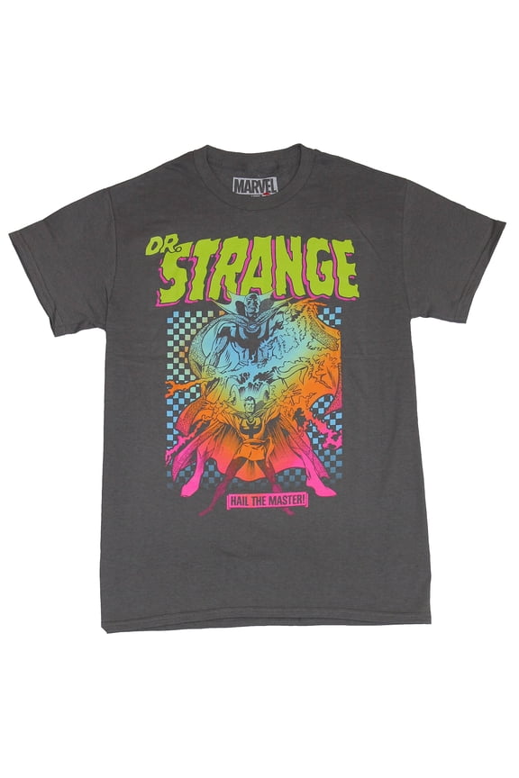 Dr. Strange (Marvel Comics)Mens T-Shirt - Neon Styled Hail The Master Doctor (Small)