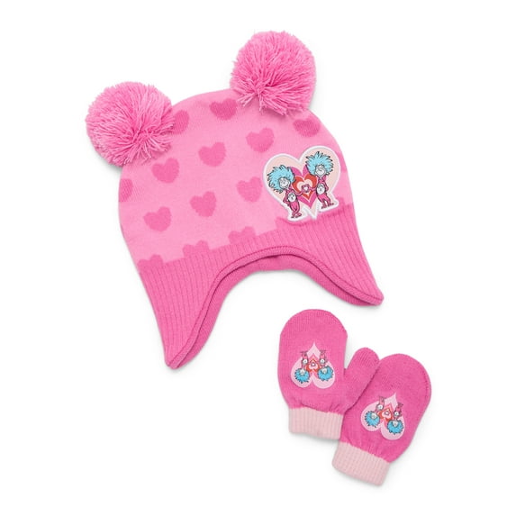 Dr. Suess Thing 1 and Thing 2 Toddler Beanie and Gloves Set, 3-Piece