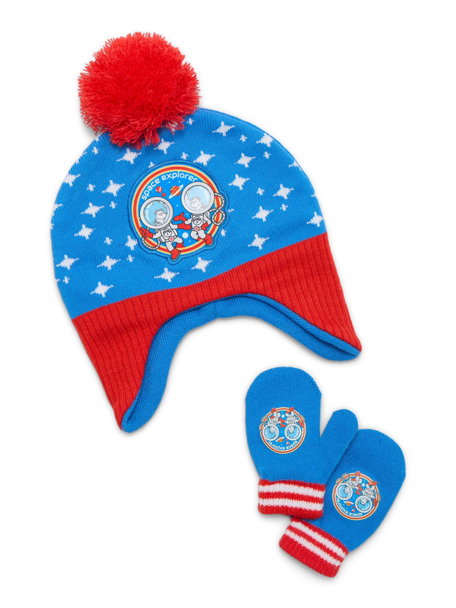 Dr. Suess Thing 1 and Thing 2 Toddler Beanie and Gloves Set, 3-Piece