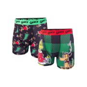 Dr Suess Grinch Plaid Men's Athletic Boxer Brief, 2-Pack, Sizes S-XL