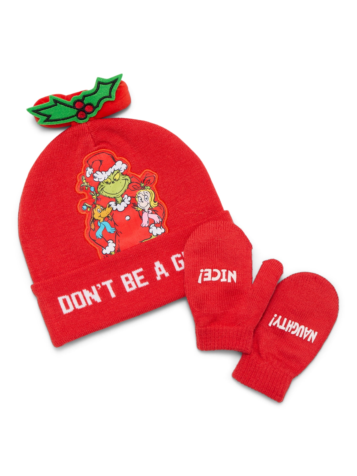Dr. Suess The Grinch Toddler Boys or Girls Beanie Hat and Gloves Set, 2-Piece, One Size