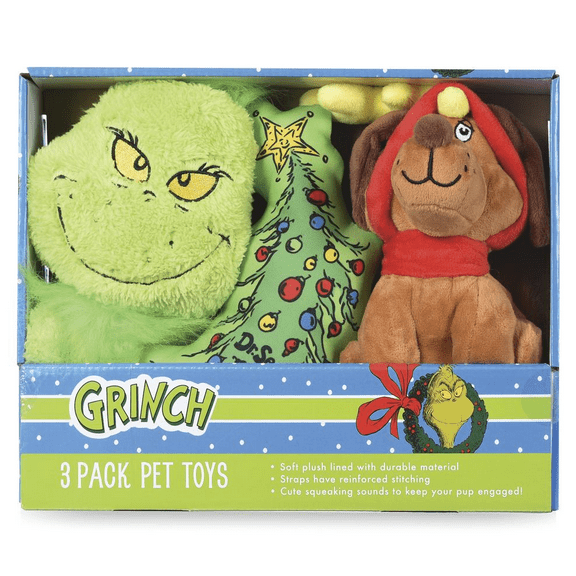 Dr. Suess's The Grinch 3 Piece Plush Dog Toys