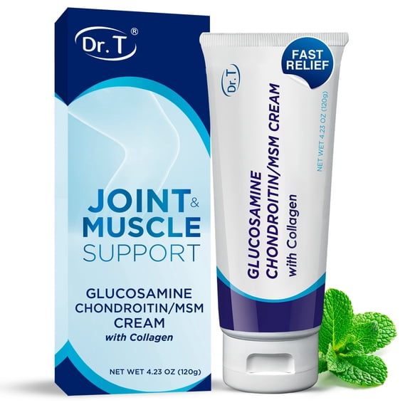 Dr. T Glucosamine Chondroitin Cream - Premium Formula with MSM and Collagen for Joint and Muscle Discomfort - Maintains Joint Strength, Flexibility & Muscle Mobility - 4.23 oz / 120g (1 Pack)