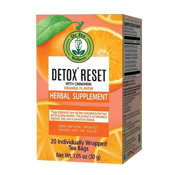 Dr. TEA Detox Tea - Cinnamon and Orange Flavor -20 Tea Bags - Natural Wellness Cleanse Tea