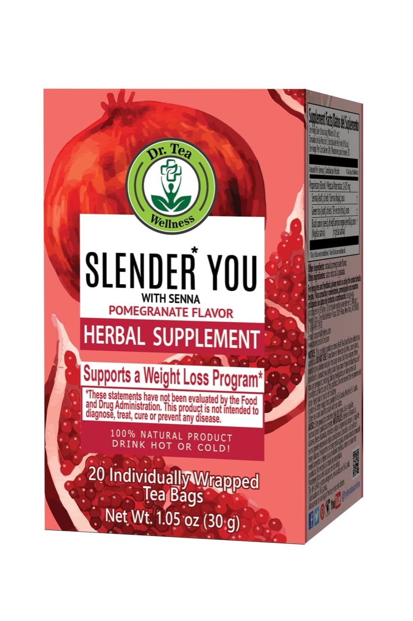 Dr. TEA Weight Loss Tea - Senna & Pomegranate -20 Tea Bags -Slender You With Slim Tea