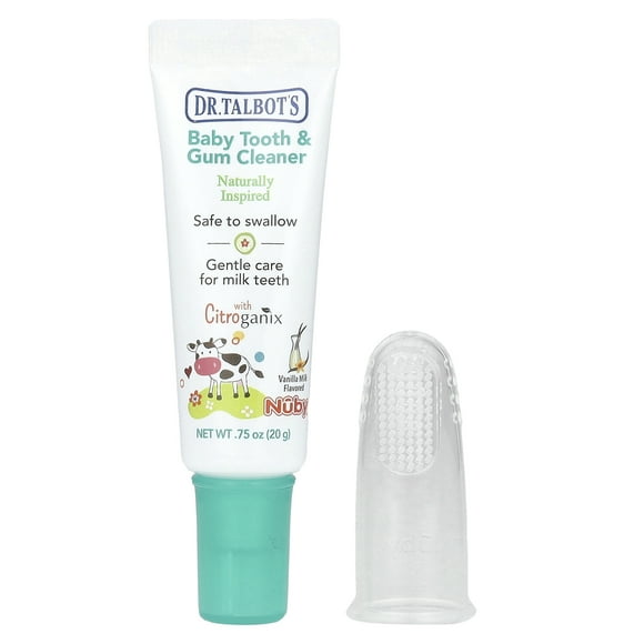 Dr. Talbot's Baby Tooth & Gum Cleaner with Gum Massager, 0 m+, Vanilla Milk, 2 Piece Set