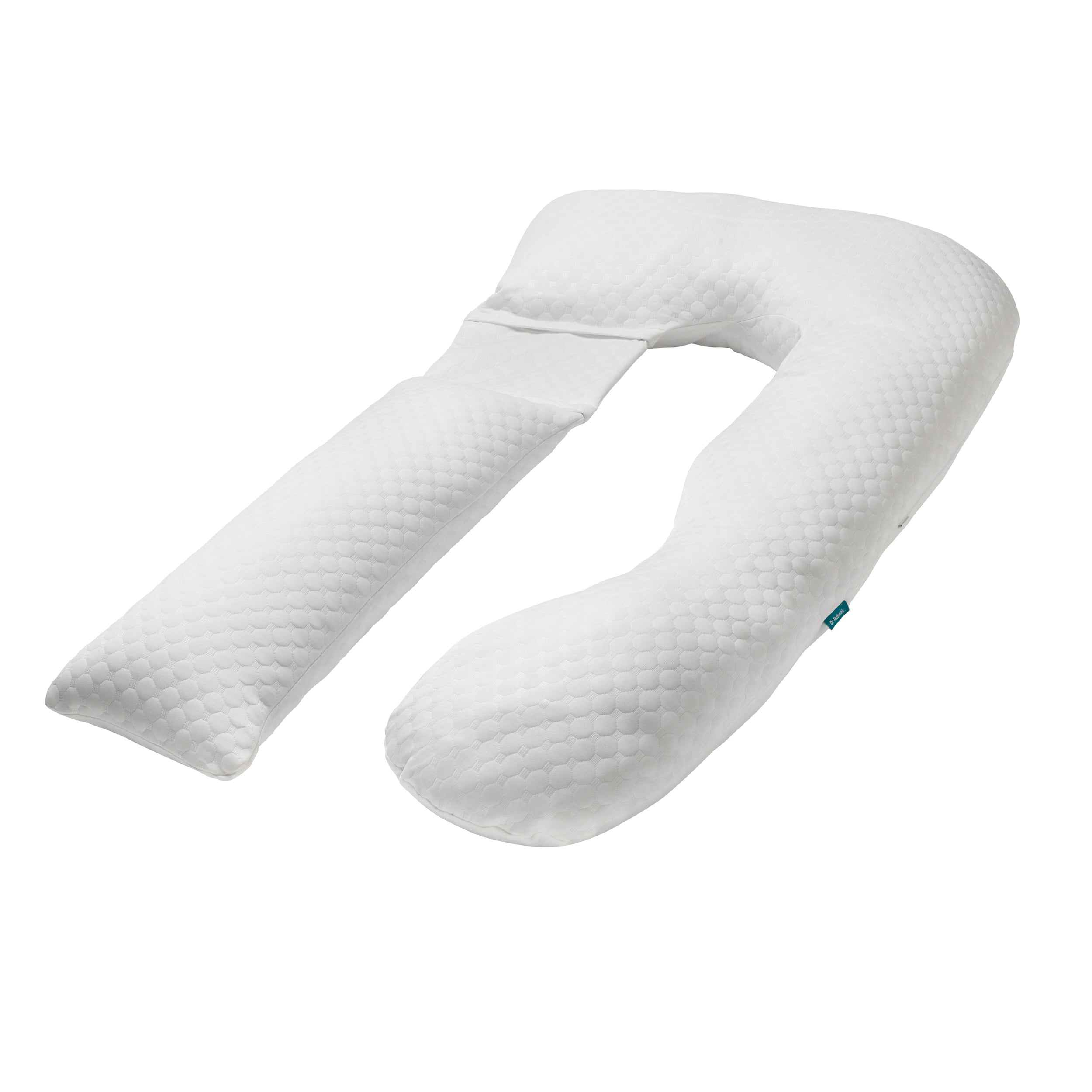 White U-Shaped Cooling Pregnancy Pillow with Detachable Arm