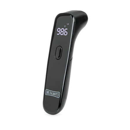 Dr. Talbot's Non-Contact Acrylic Infrared Thermometer with Led Screen, Fever Warning Indicator, Accurate 1 S Reading for Baby, Kids, Adults, Black