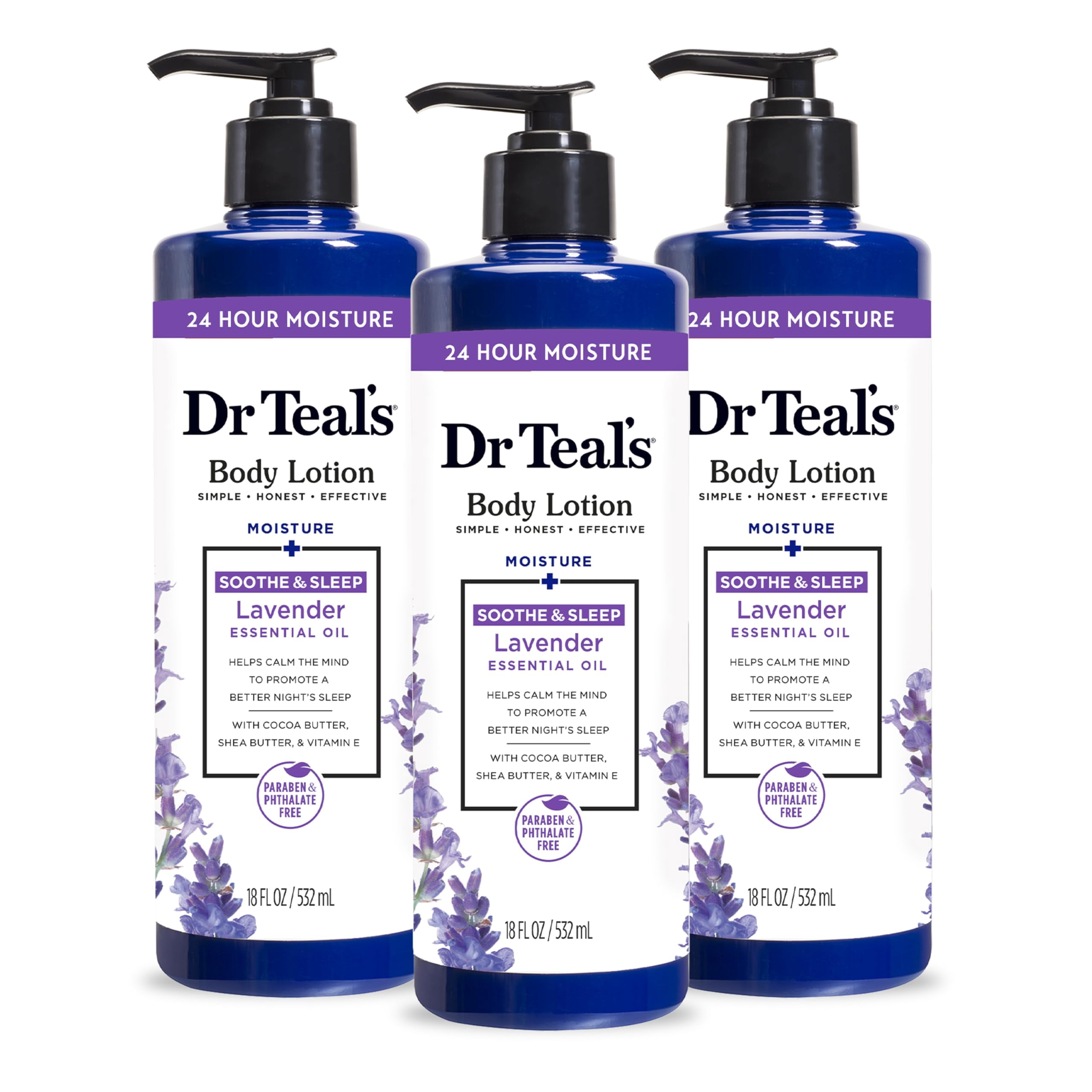 Dr Teal's Lavender Body Lotion, Hydrating Cocoa and Shea, 18 Fl Oz