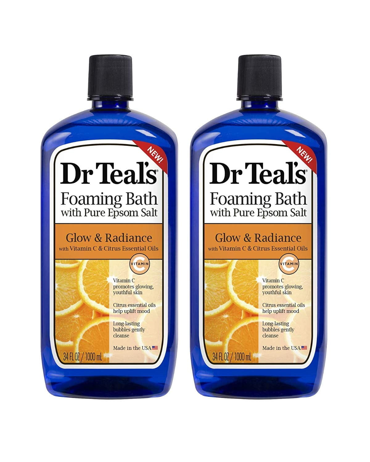 Dr. Teal,S Glow & Radiance With Vitamin C & Citrus Essential Oils Foaming Bath 34Oz Pack Of 2