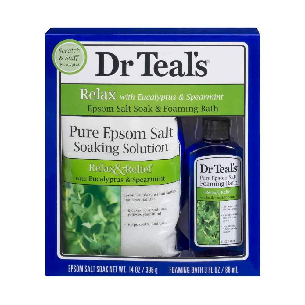 Dr Teal's Relax Relief Eucalyptus Spearmint Epsom Salt 11oz Foaming Bath Oil Body Wash 3oz Body Lotion 1oz Set