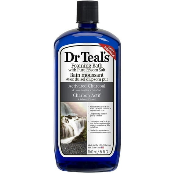 Dr Teal's Activated Charcoal & Lava Foaming Bath with Pure Epsom Salt, 34 oz - (Pack of 3)