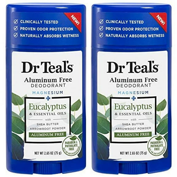 Dr Teal's Aluminum Free Deodorant - Eucalyptus - Paraben & Phthalate Free - 2.65 oz Pack of 2