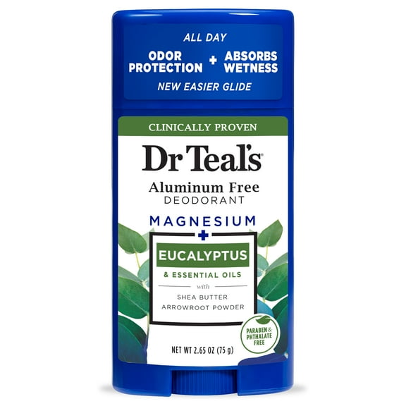 Dr Teal's Aluminum Free Deodorant, Eucalyptus with Essential Oils, 2.65 oz