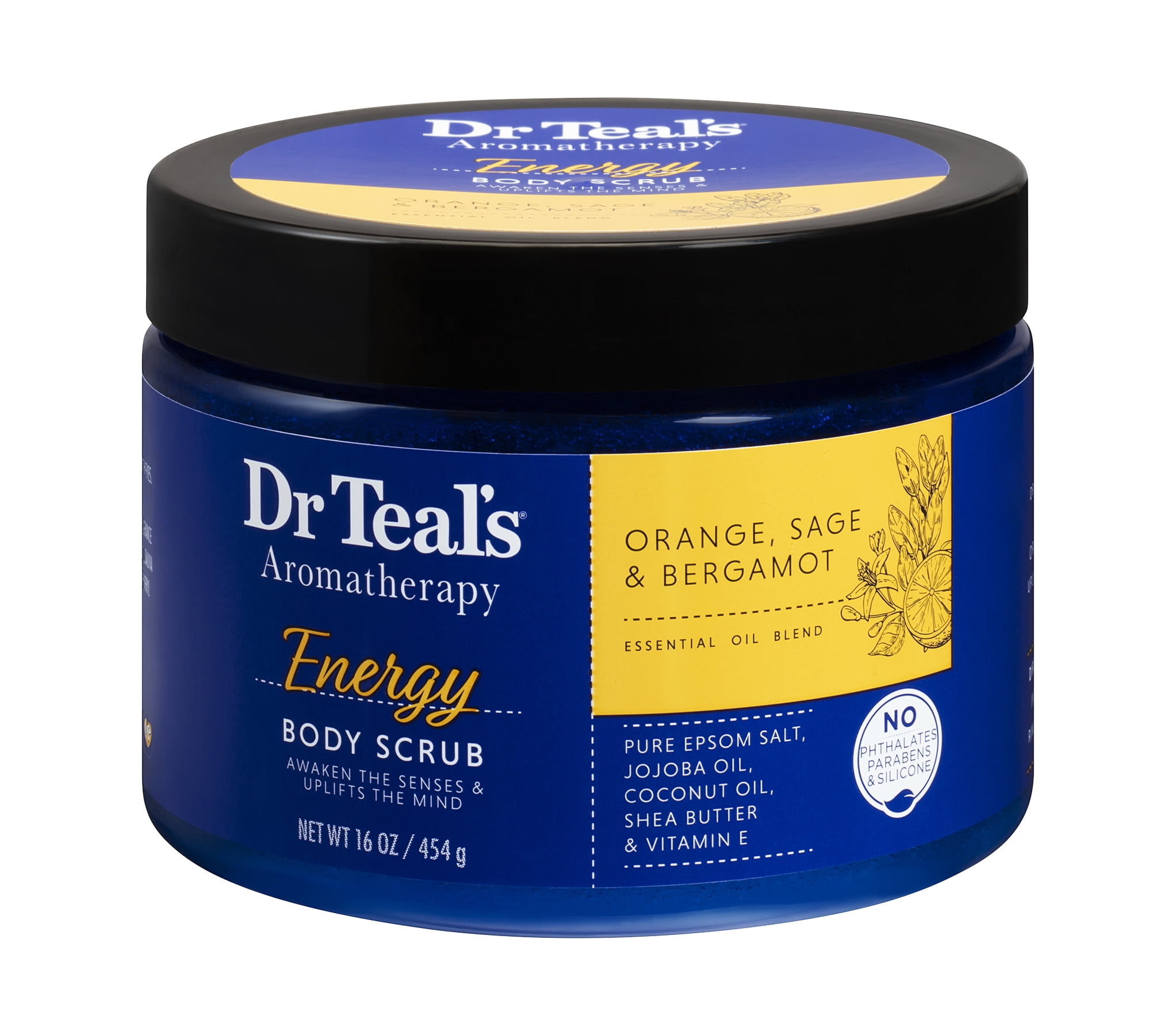 Dr Teal's Aromatherapy Energy Body Scrub with Orange, Sage and Bergamot, 16 oz.
