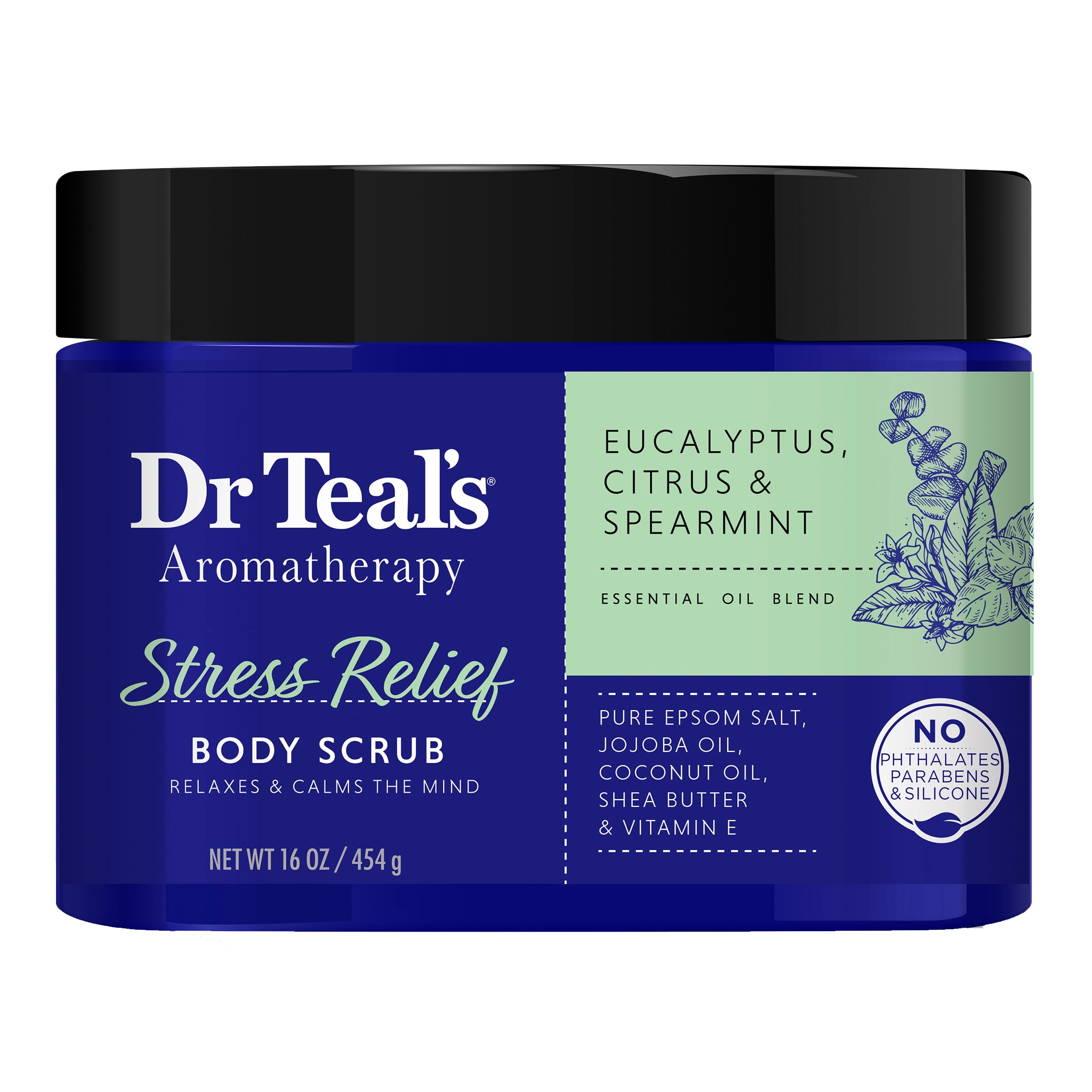 Dr Teal's Aromatherapy Stress Relief Body Scrub with Eucalyptus, Citrus & Spearmint, 16 oz