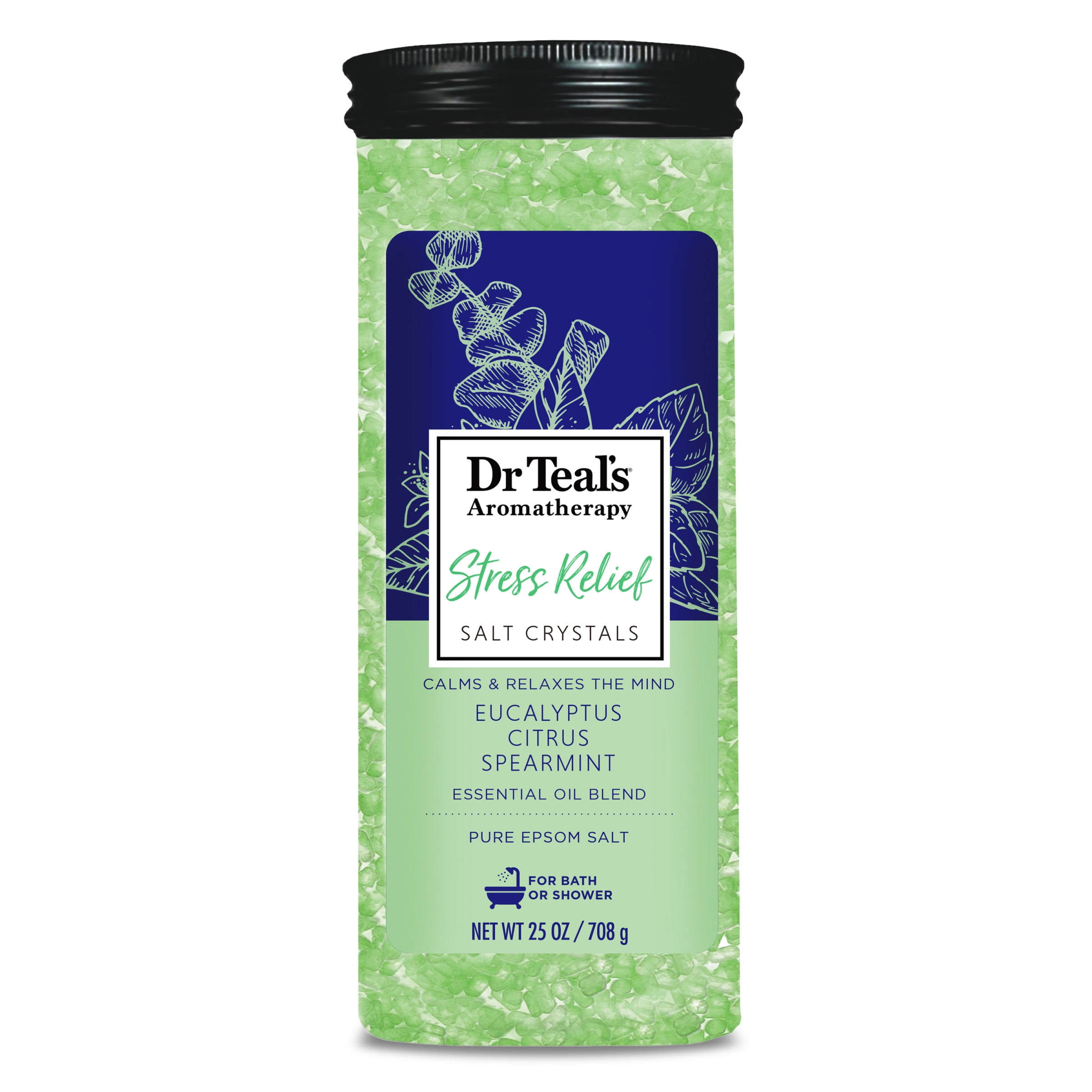 Dr Teal's Aromatherapy Stress Relief Salt Crystals with Eucalyptus, Citrus, & Spearmint, 25oz