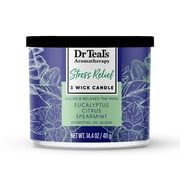 Dr Teal's Aromatherapy Stress Relief Wellness Candle with Eucalyptus, Citrus, & Spearmint, 14.4oz