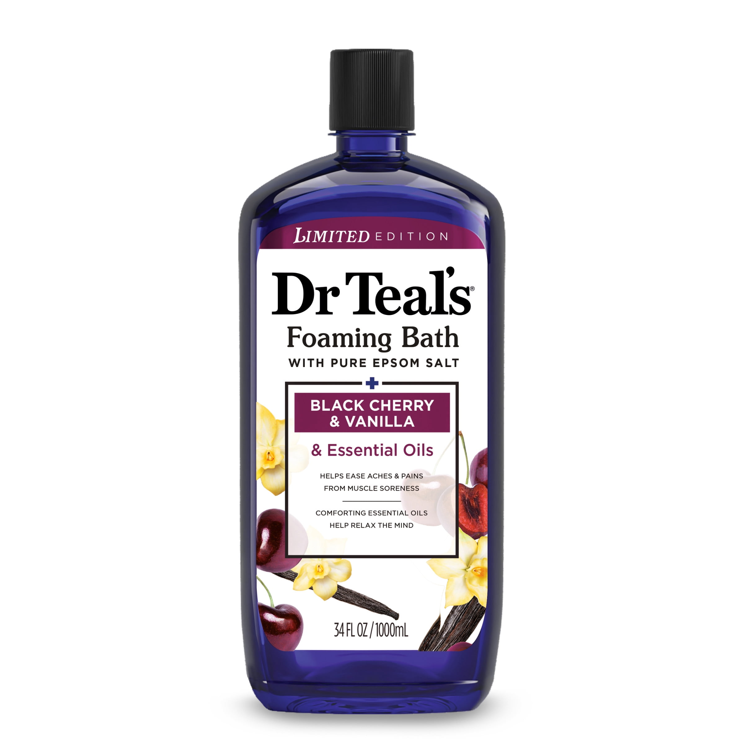 Dr Teal's Black Cherry & Vanilla Foaming Bath with Pure Epsom Salt & Essential Oils, 34 fl. oz.