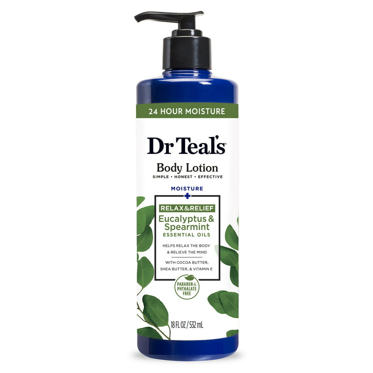 Dr Teal's Body Lotion, Hour Moisture + Rejuvenating with Eucalyptus & Essential Oils, 18 fl oz. - Walmart.com