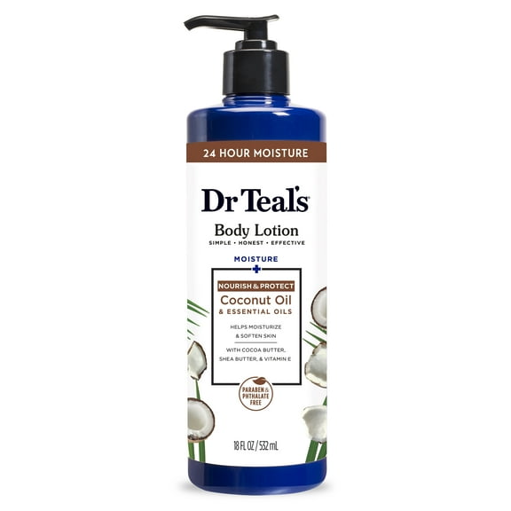 Dr Teal's Body Lotion, Moisture + Nourishing with Coconut Oil & Essential Oils, 18 fl oz