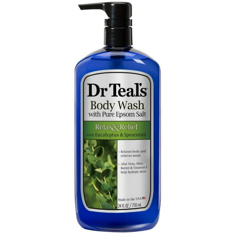 Dr Teal's Body Wash, Relax & Relief with Eucalyptus & Spearmint 24 oz (Pack  of 6) 