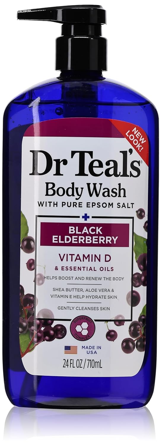 Dr Teal's Body Wash with Pure Epsom Salt, Black Elderberry with Vitamin