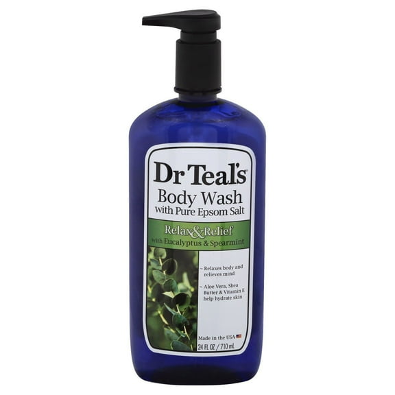 Dr Teal's Body Wash with Pure Epsom Salt - Relax & Relief Eucalyptus & Spearmint - 24 oz (Pack of 2)