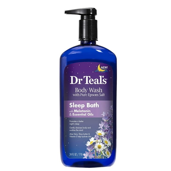Dr Teal's Body Wash with Pure Epsom Salt, Sleep Blend with Melatonin, 24 fl oz.,Pack of 3