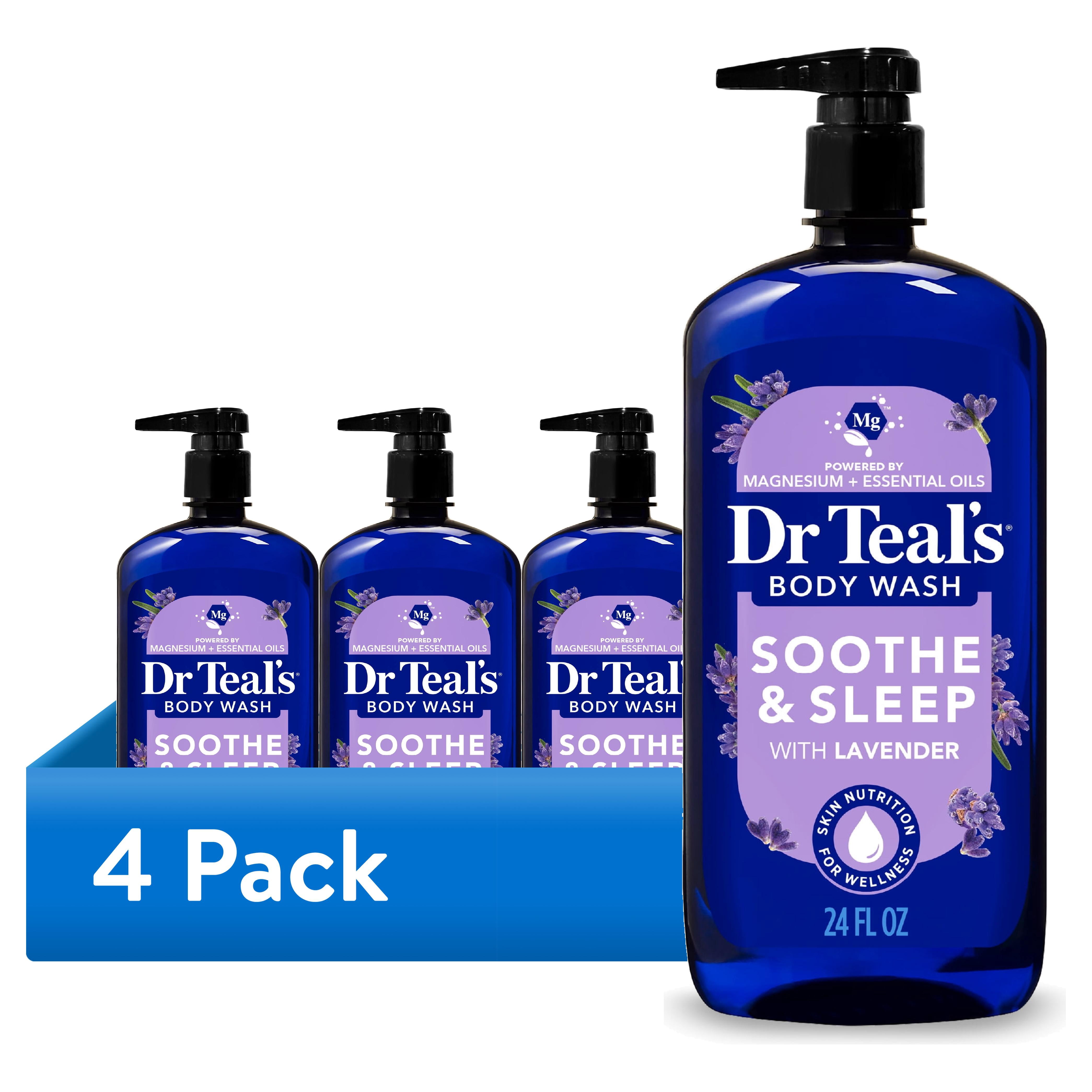 (4 pack) Dr Teal's Soothe & Sleep Body Wash with Pure Epsom Salt & Lavender Essential Oil, 24 fl oz
