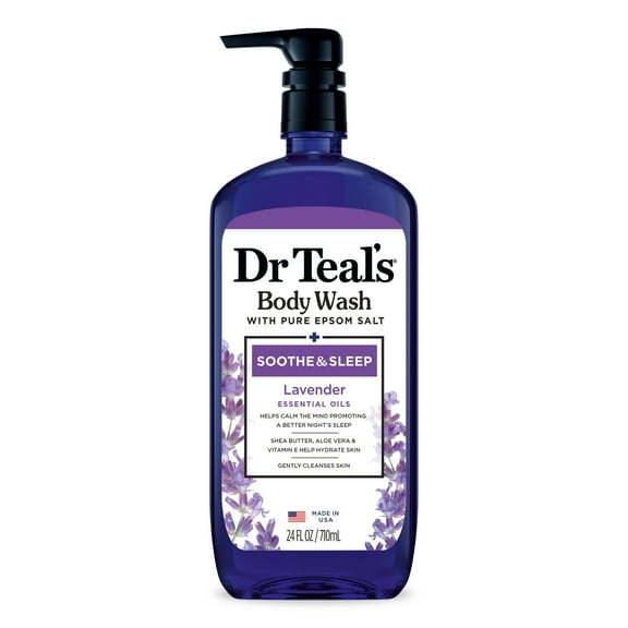 Dr Teal's Body Wash with Pure Epsom Salt, Soothe & Sleep with Lavender, 24 fl oz