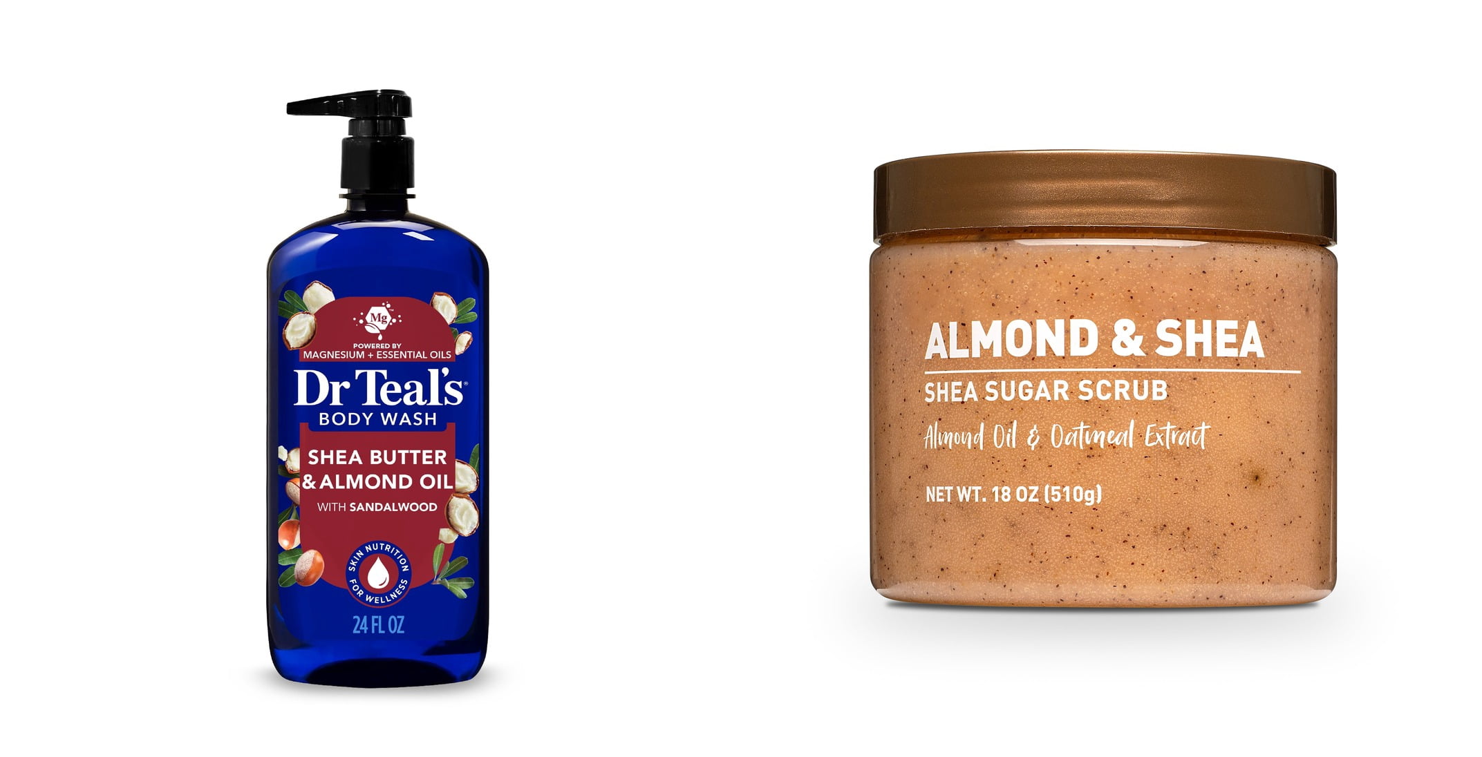 Dr Teal’s Body Wash with Shea Butter & Almond and Pure Epsom Salt & Shea Sugar Scrub, Almond and Shea Bundle