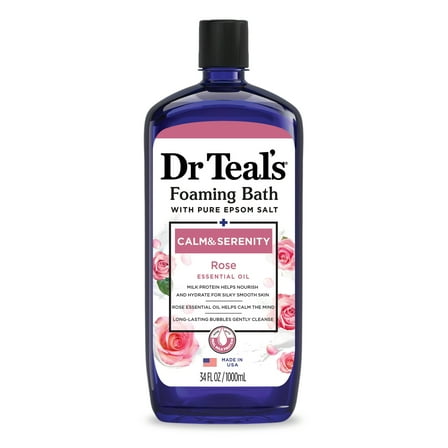 Dr Teal's Calm & Serenity Foaming Bubble Bath with Rose Essential Oil, 34 Fl. oz.