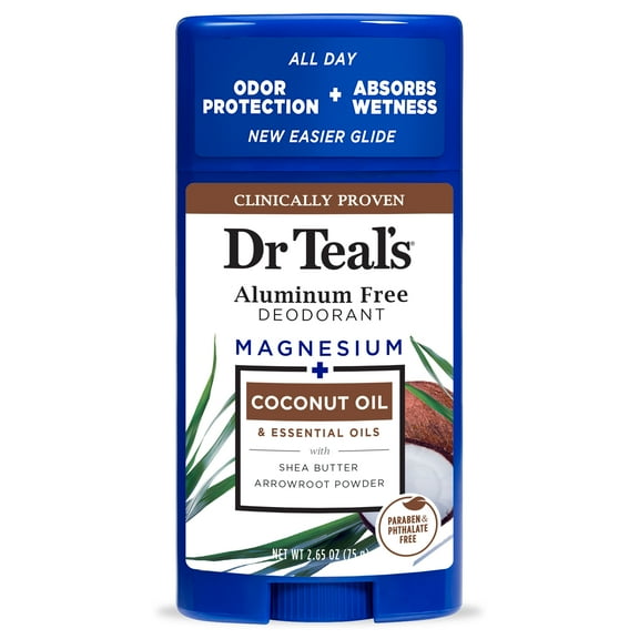 Dr Teal's Aluminum Free Deodorant, Coconut Oil with Essential Oils, 2.65 oz