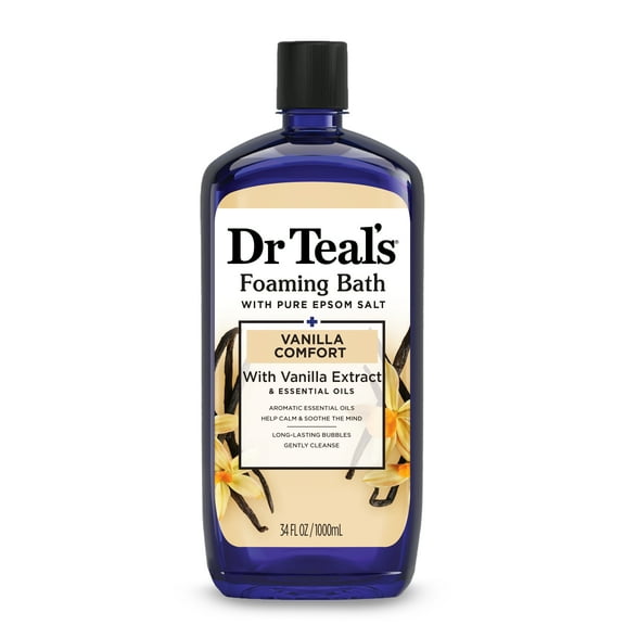 Dr Teal's Foaming Bath with Pure Epsom Salt, Vanilla Comfort, 34 fl oz