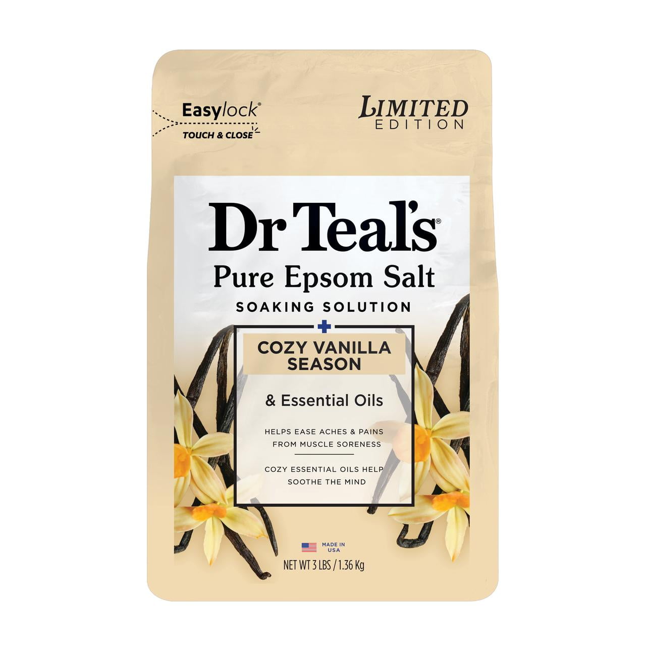 Dr Teal's Epsom Salt Magnesium Soak, Cozy Vanilla Season, 3 lbs.