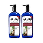 Dr Teals Epsom Salt Bath and Shower Body Wash with Pump - Shea Butter and Almond Oil - Pack of 2, 24 Oz Each - Soften and Moisturize Your Skin, Relieve Stress and Sore Muscles