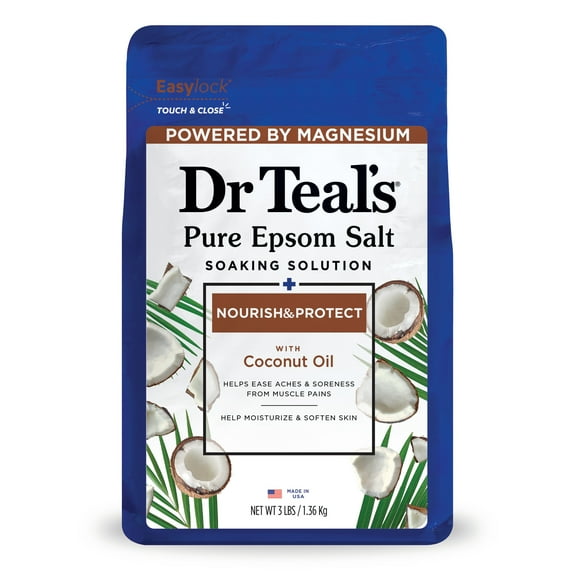 Dr Teal's Epsom Salt Magnesium Soak, Nourish & Protect with Coconut Oil, 3 lbs