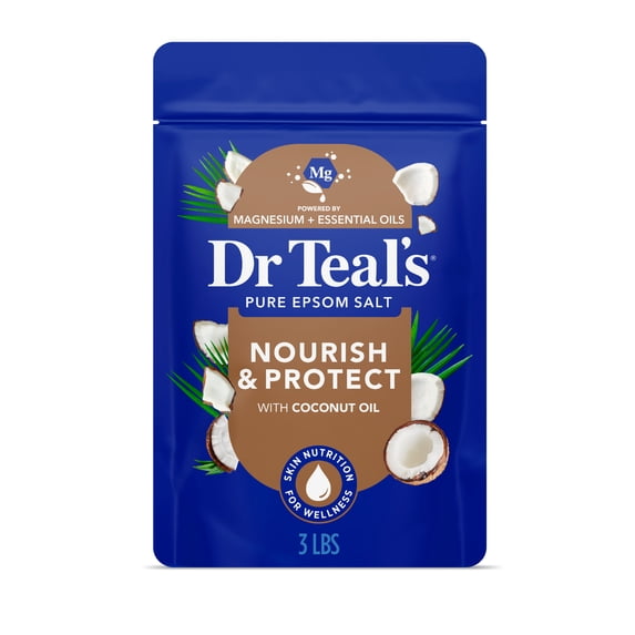 Dr Teal's Epsom Salt Magnesium Soak, Nourish & Protect with Coconut Oil, 3 lbs