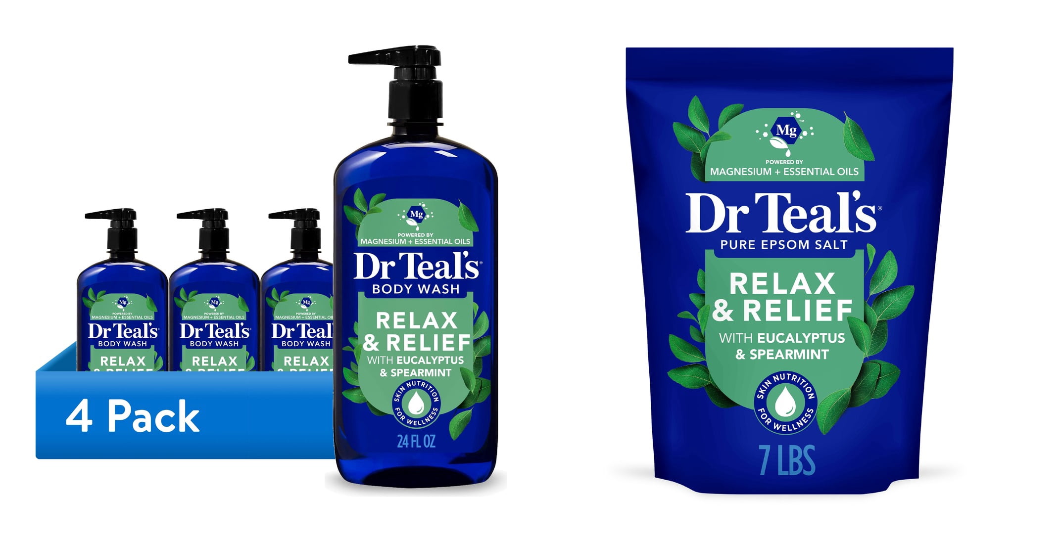 ( & Dr Teal's Epsom Salt Magnesium Soak, Relax & Relief with Eucalyptus & Spearmint, 7 lbs Bundle