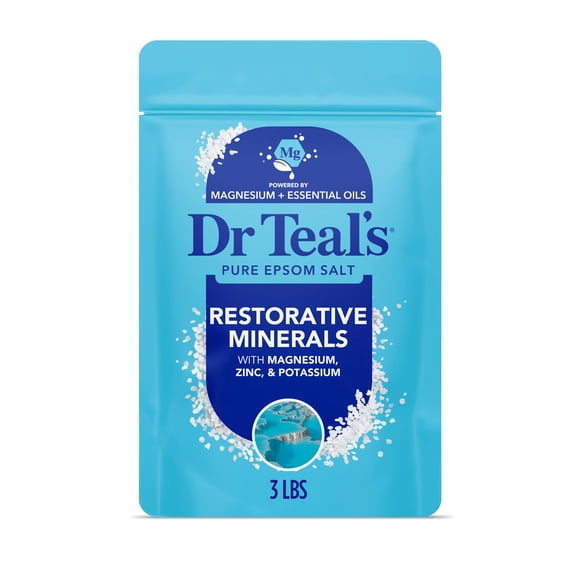 Dr Teal's Epsom Salt Magnesium Soak, Restorative Minerals with Potassium & Zinc, 3 lbs