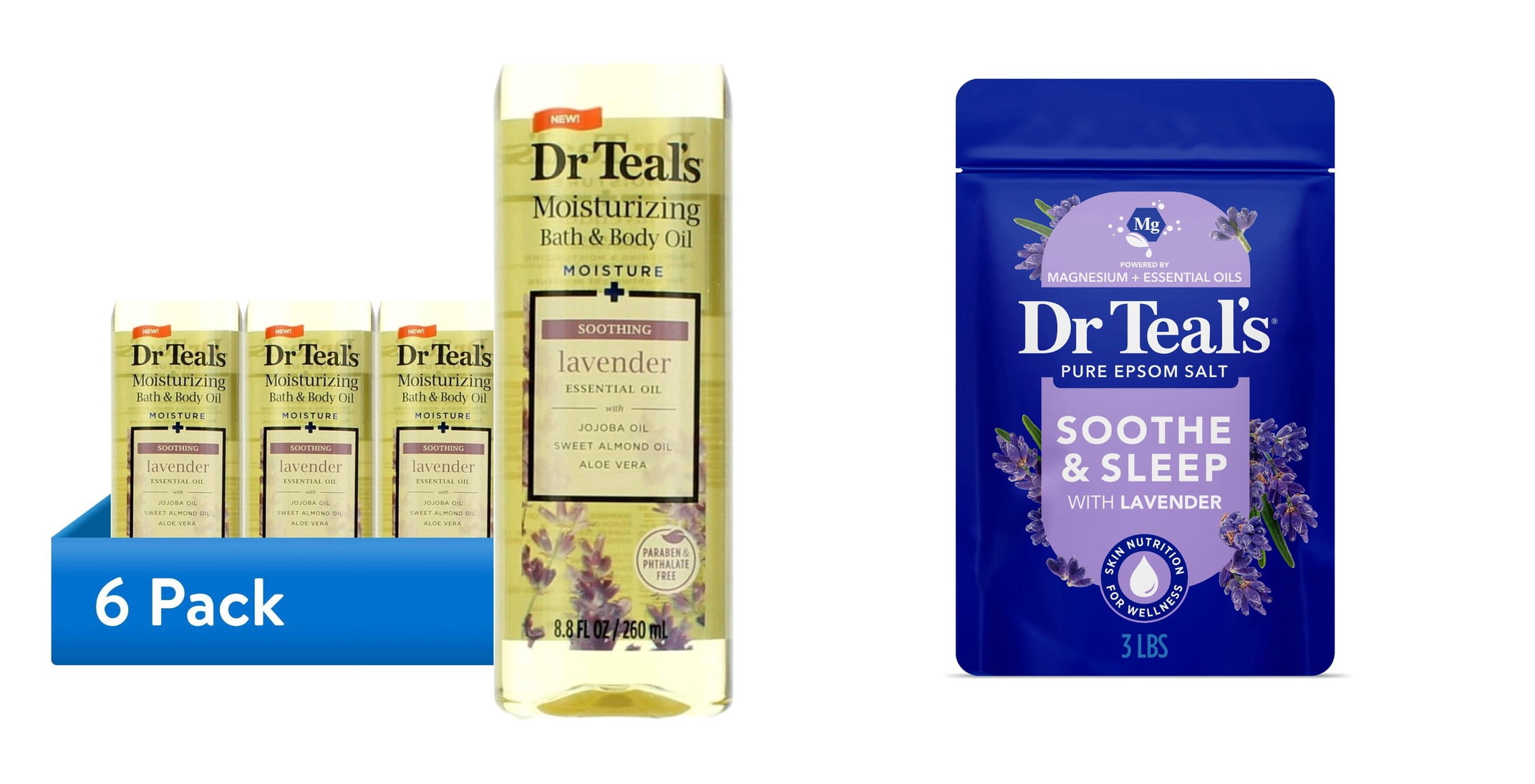 ( & Dr Teal's Epsom Salt Magnesium Soak, Soothe & Sleep with Lavender, 3 lbs Bundle