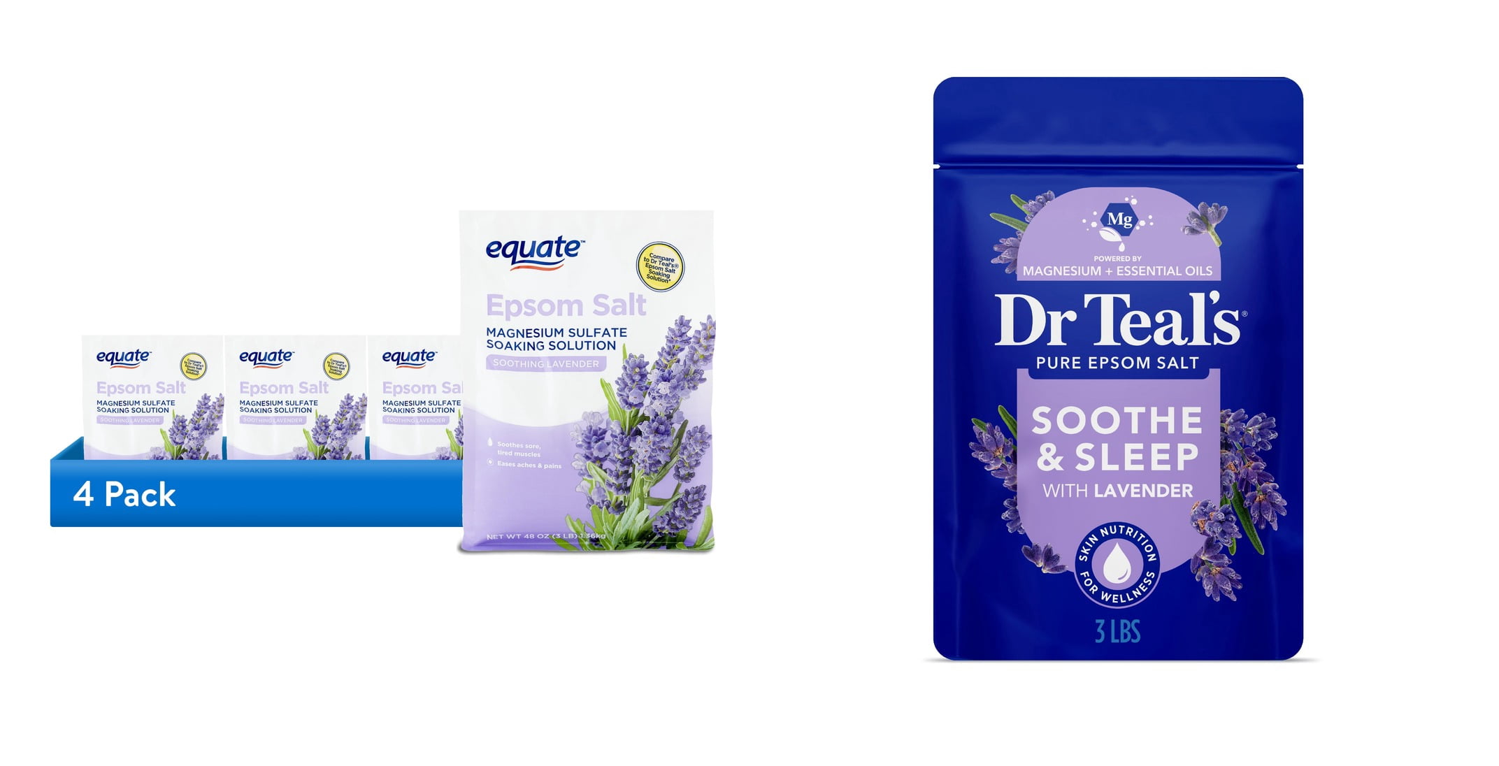 ( & Dr Teal's Epsom Salt Magnesium Soak, Soothe & Sleep with Lavender, 3 lbs Bundle